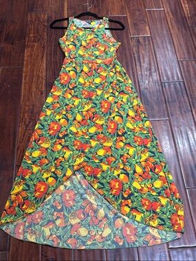 Toad&Co Floral Fruit-Print Maxi Dress in Green, Yellow, Orange, Red